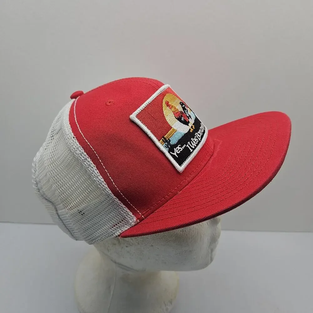 Justin Men's Born On A Farm Patch Red Snapback Trucker Hat Mesh Back